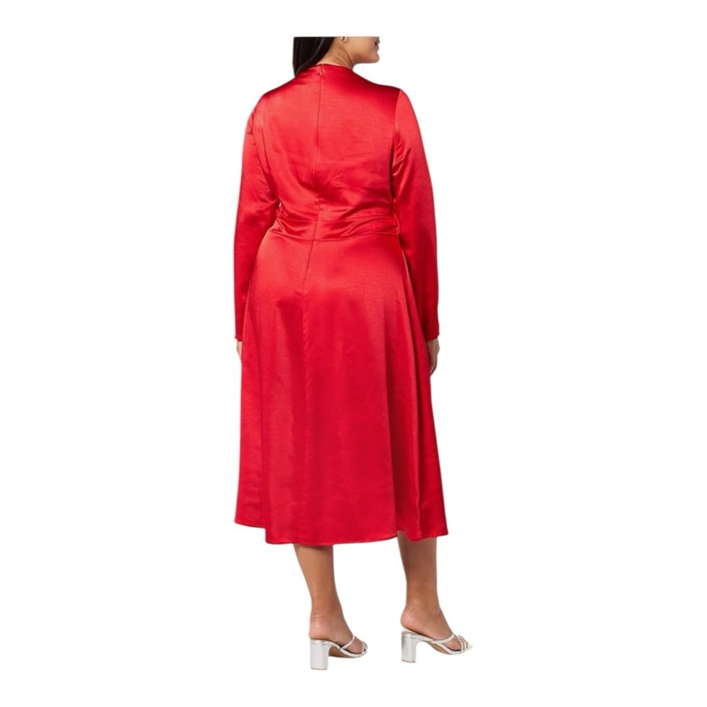 Chic Red Satin Midi Dress