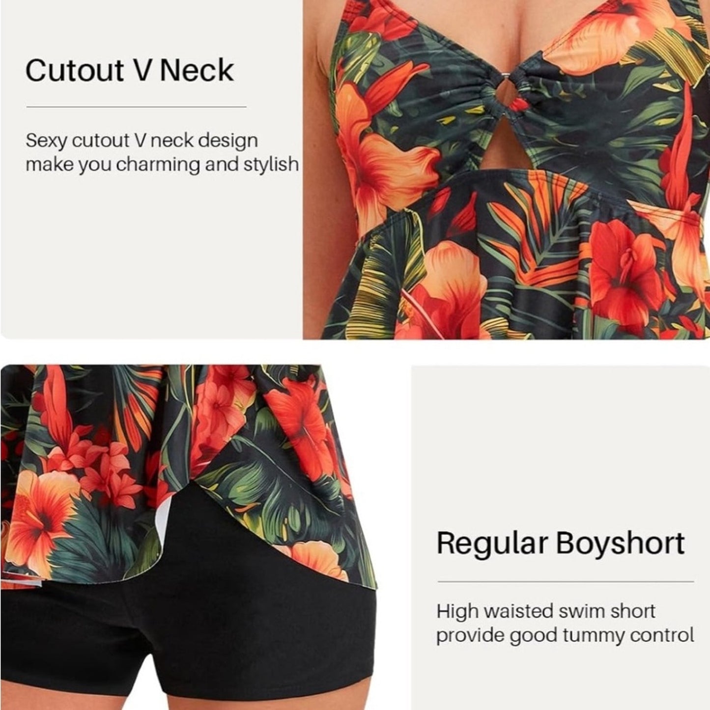 Floral Print Women's Tankini Swimsuit