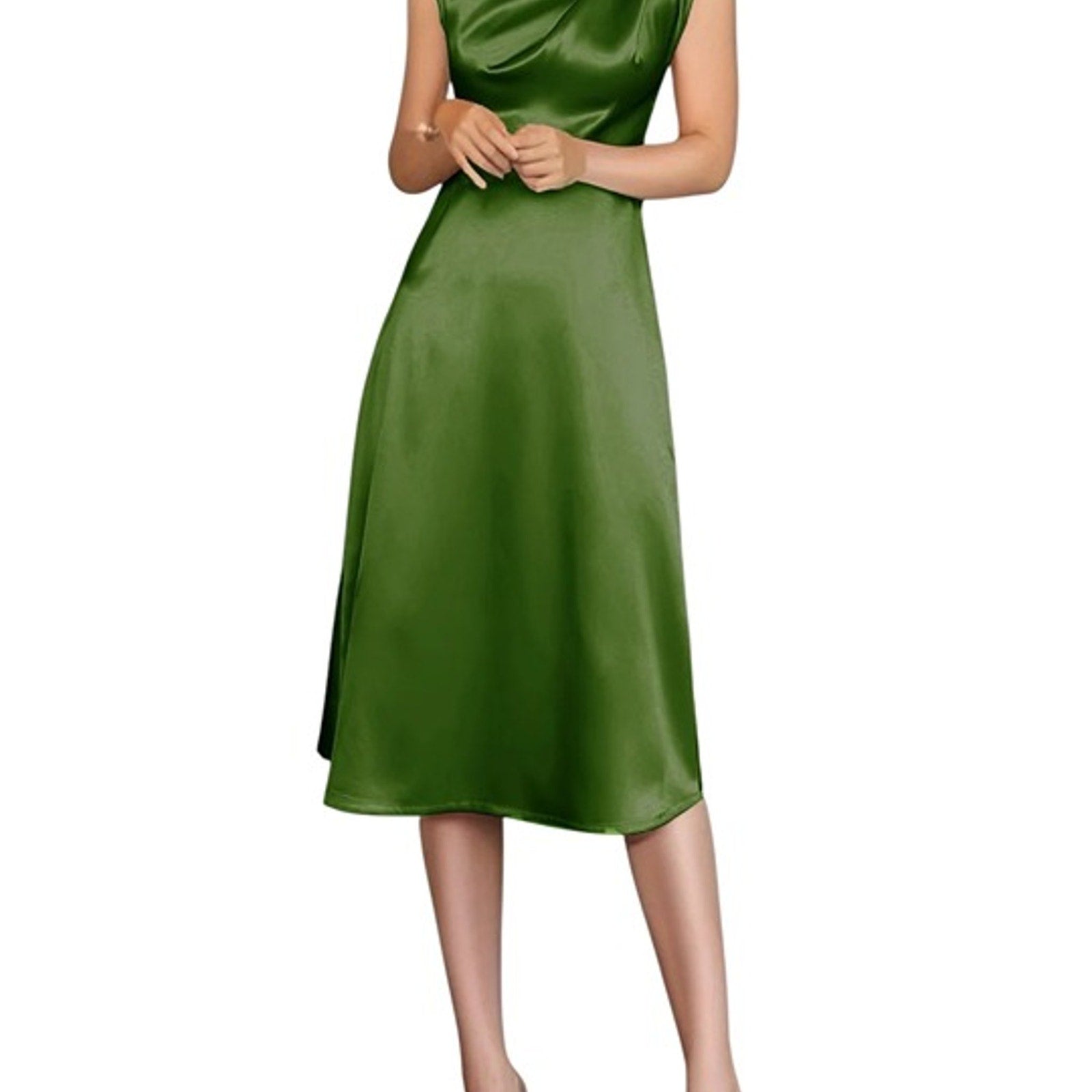 Copied - Fehaute-Champagne High Neck Satin Sleeveless A-Line Midi Dres ZahiraBeautyCare Copied - Fehaute-Champagne High Neck Satin Sleeveless A-Line Midi Dres ZahiraBeautyCare