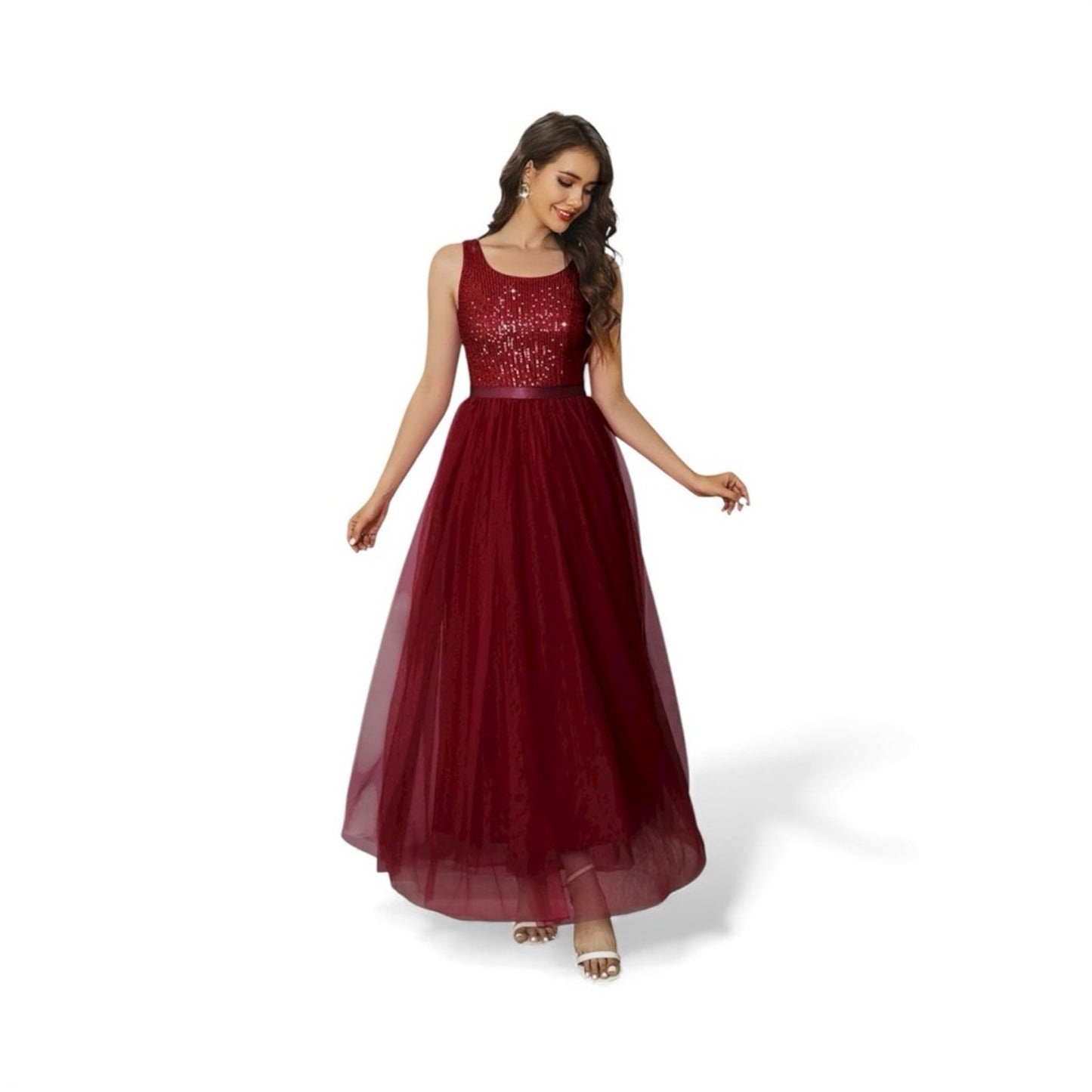 Elegant Burgundy Evening Gown
