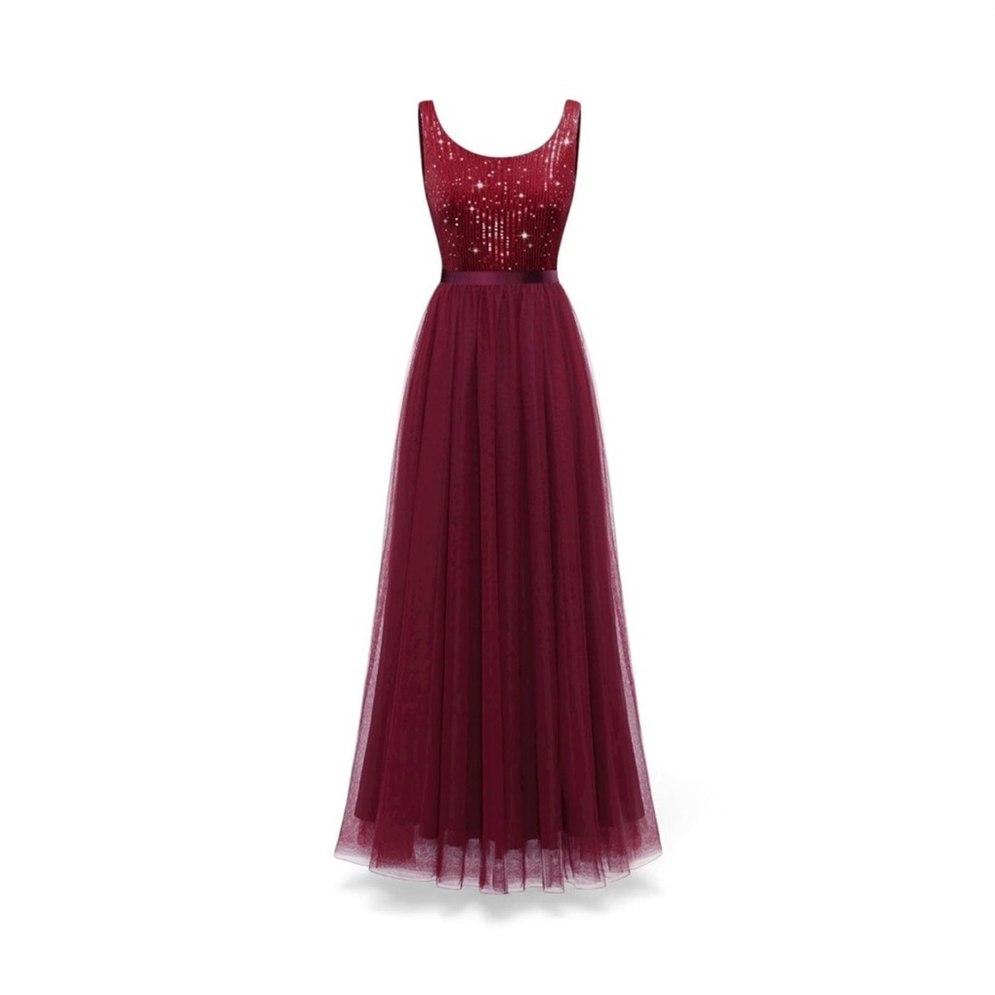Elegant Burgundy Evening Gown