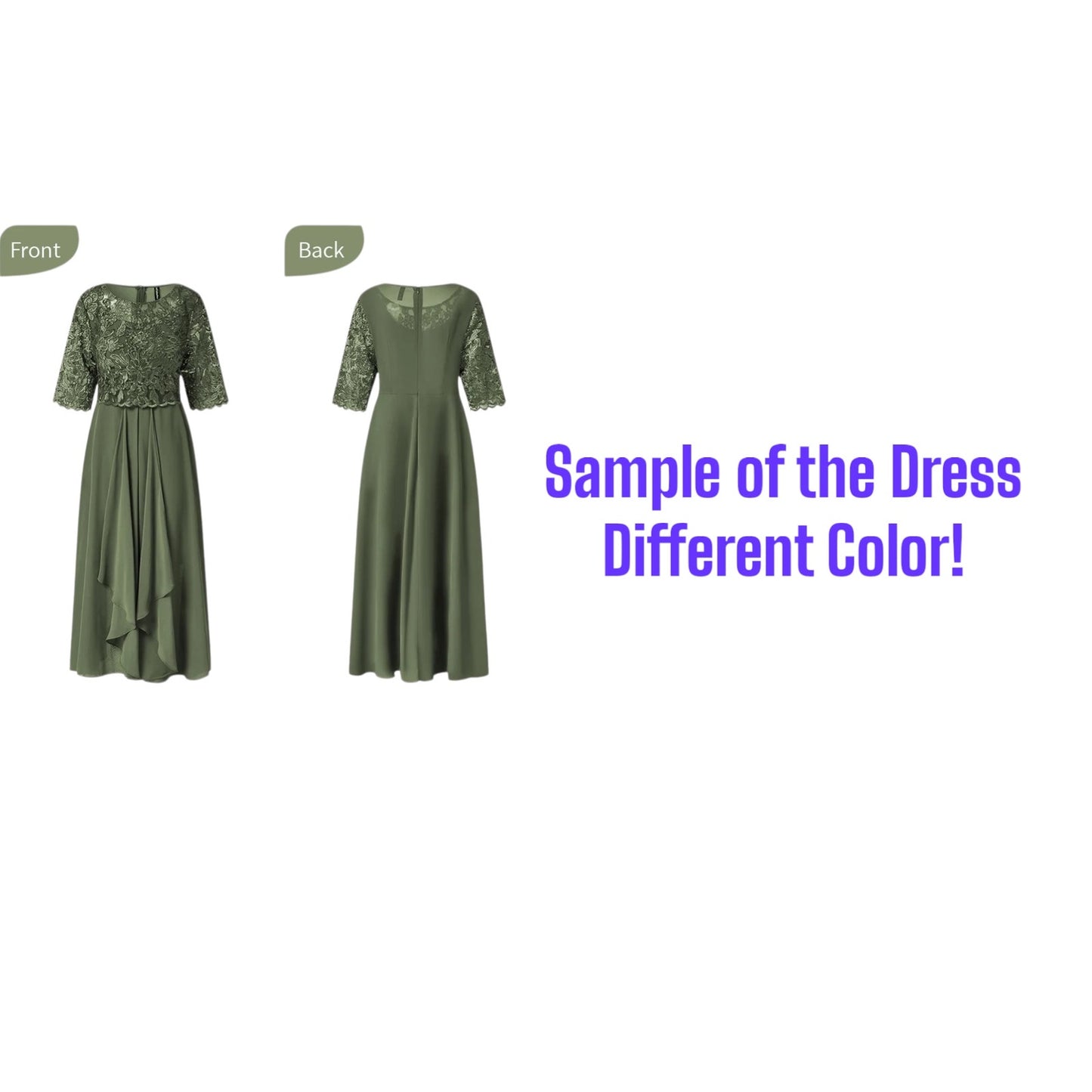 Burnt Orange Lace /Chiffon Dress with Half Sleeves