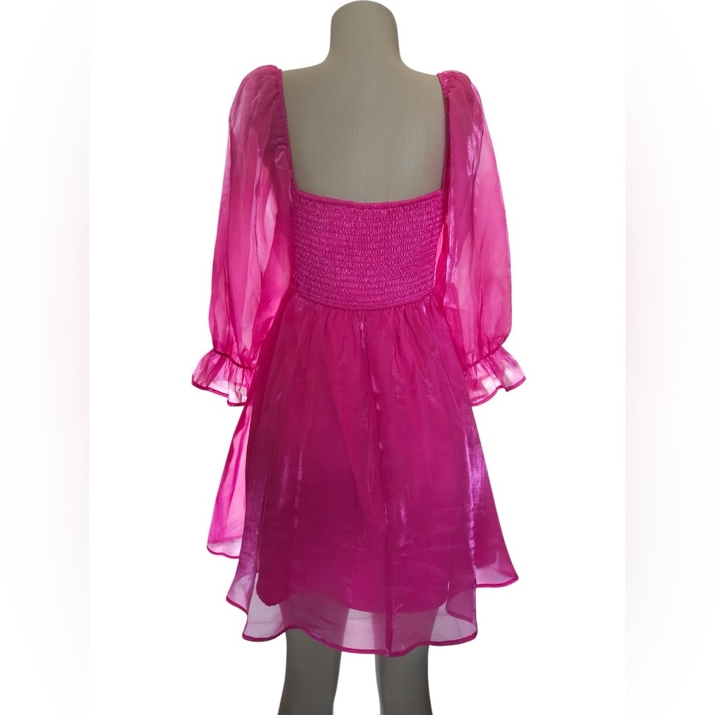 Pink Pleated Sundress with Square Neckline