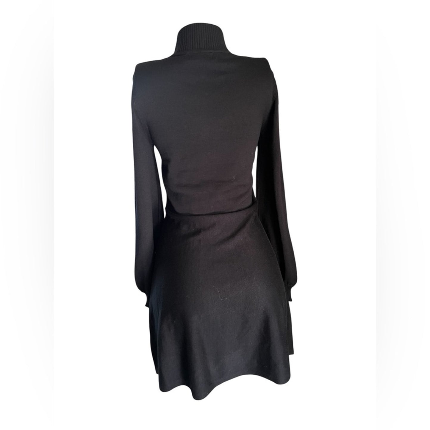 Black with Pearls Bishop Sleeve Cocktail Dress