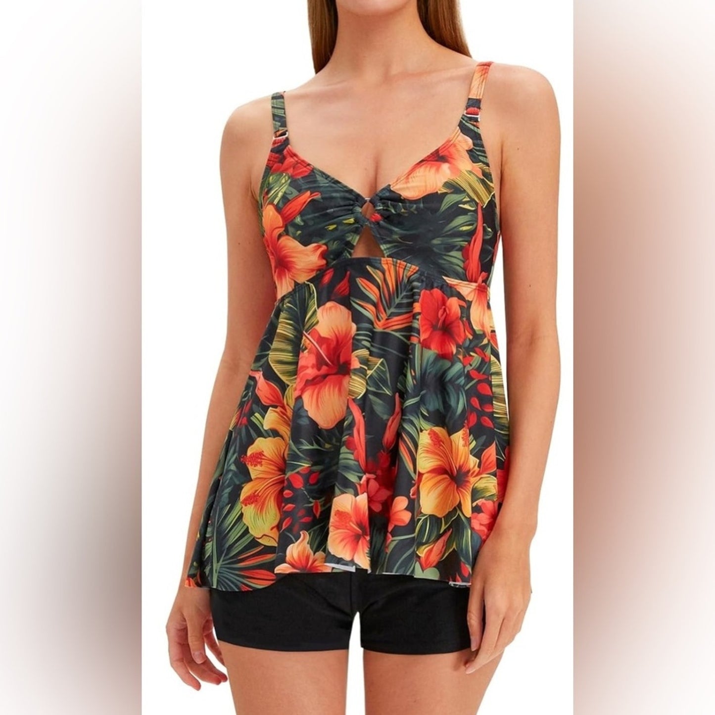 Floral Print Women's Tankini Swimsuit
