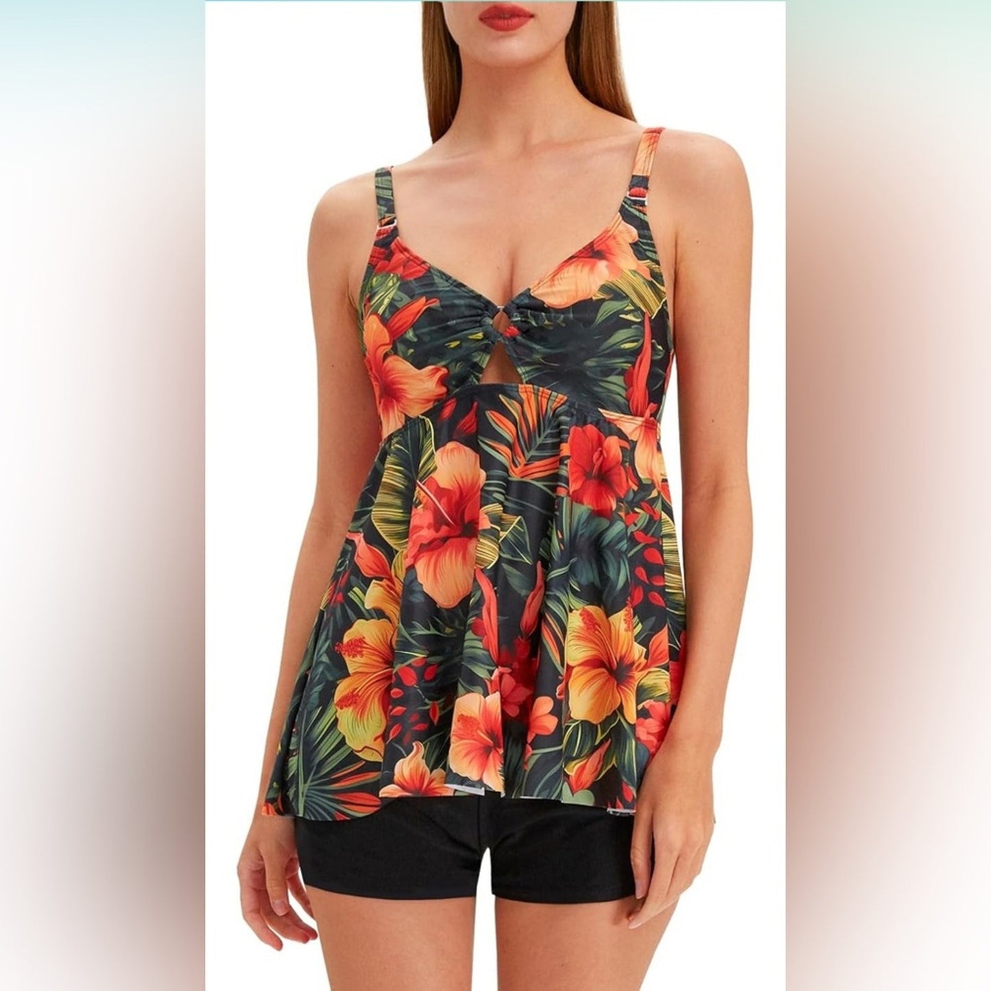 Floral Print Women's Tankini Swimsuit