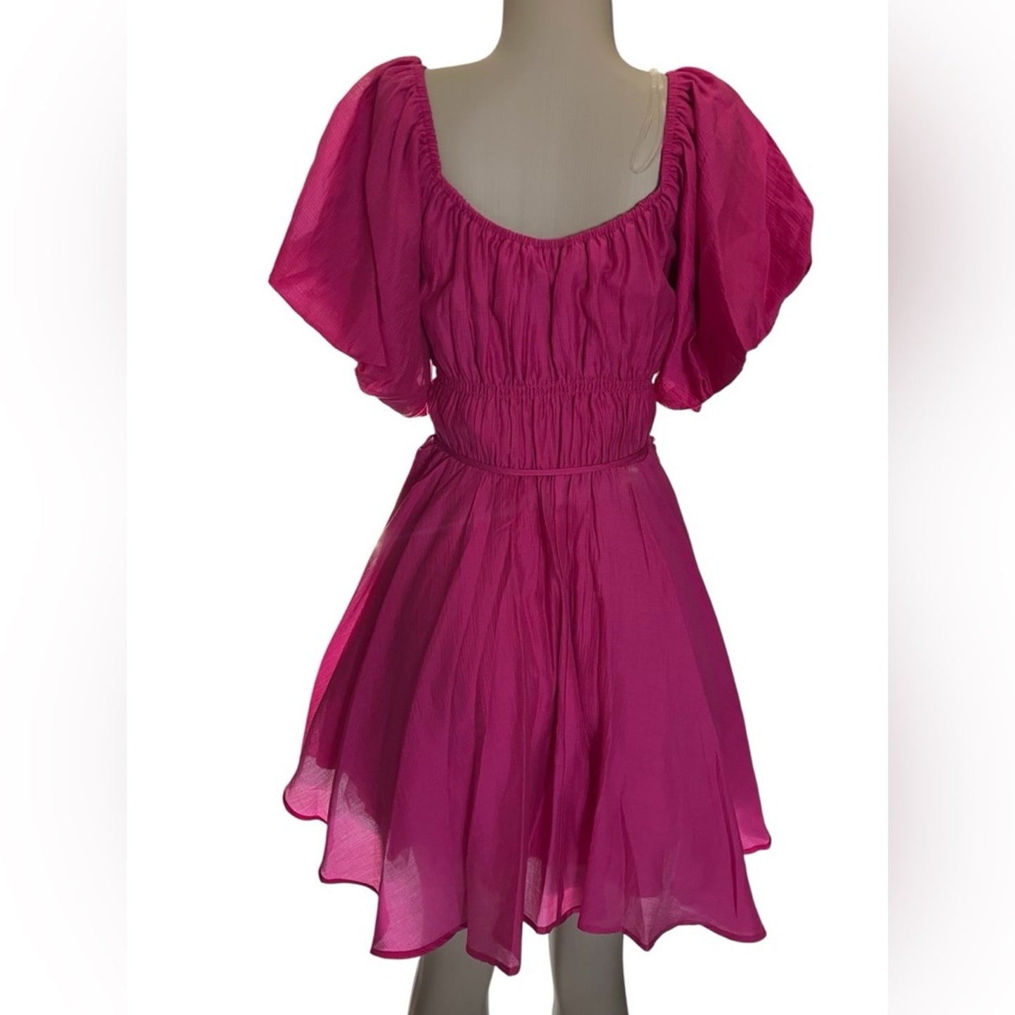 Fushia Flutter Sleeve Scoop Neck Sundress