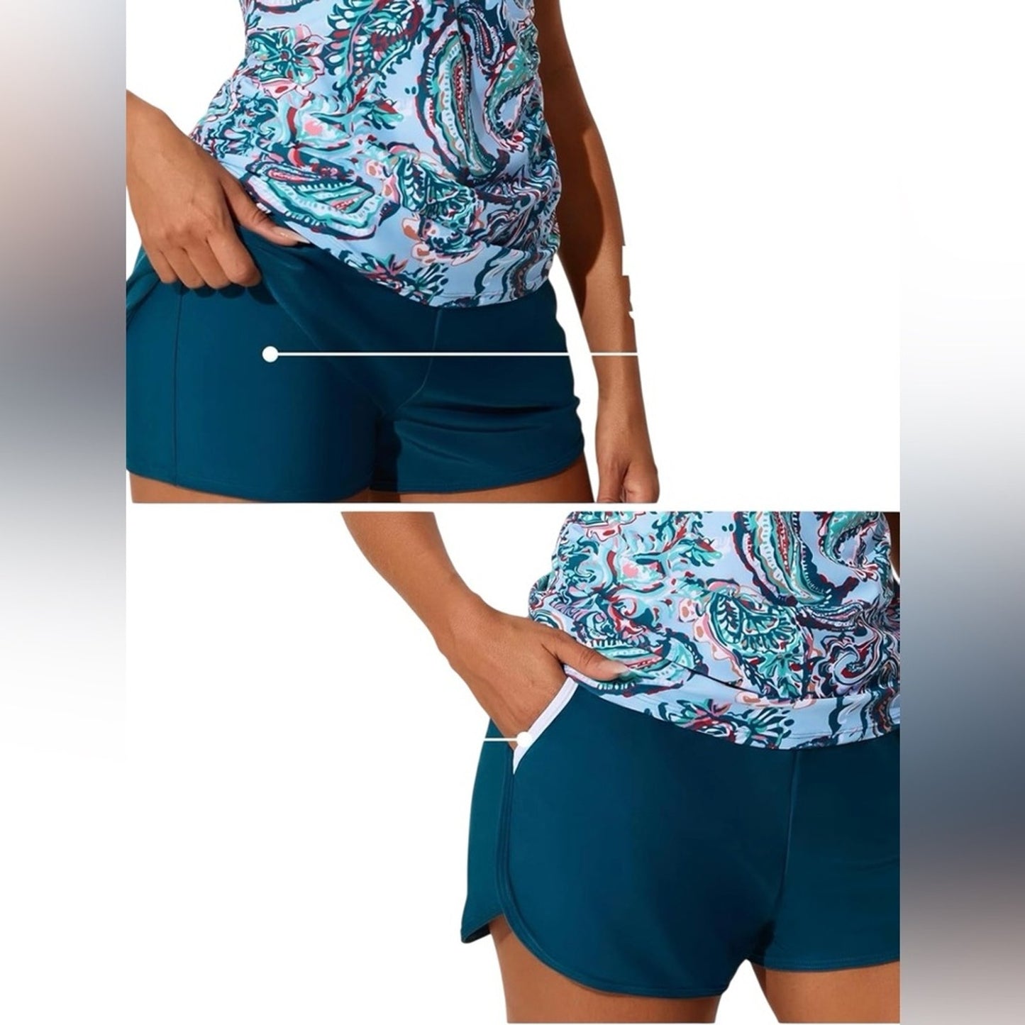 Teal and Paisley Tankini Set