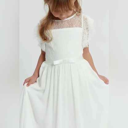 Charming White Dress with Ruffled Sleeves