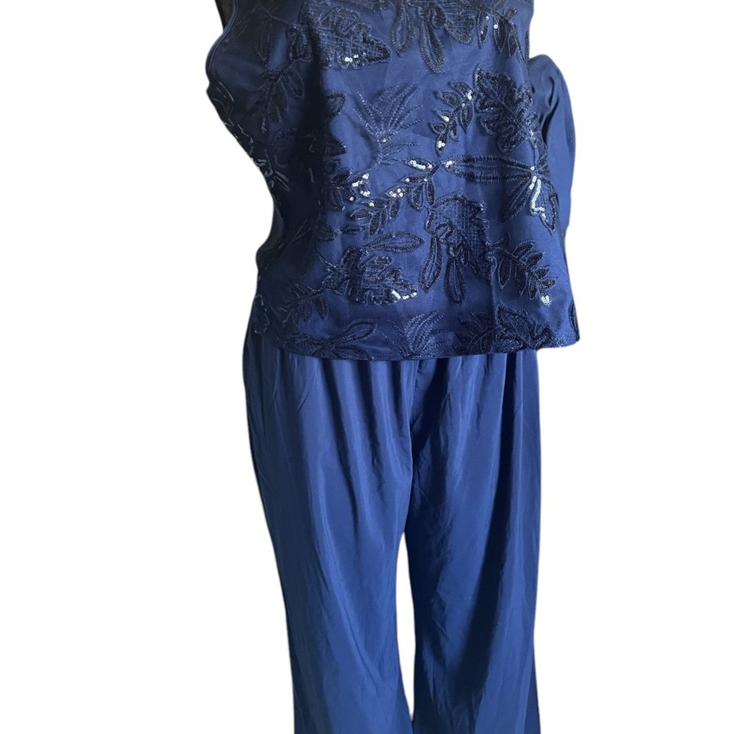 Elegant Navy Blue Sequin Dress and Jacket Set