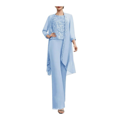 Elegant Light Blue Three-Piece Set