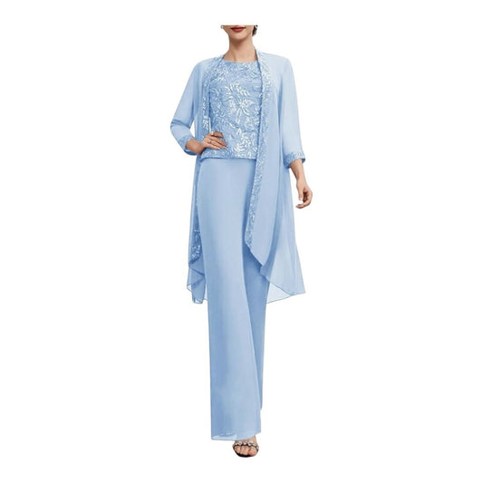 Elegant Light Blue Three-Piece Set