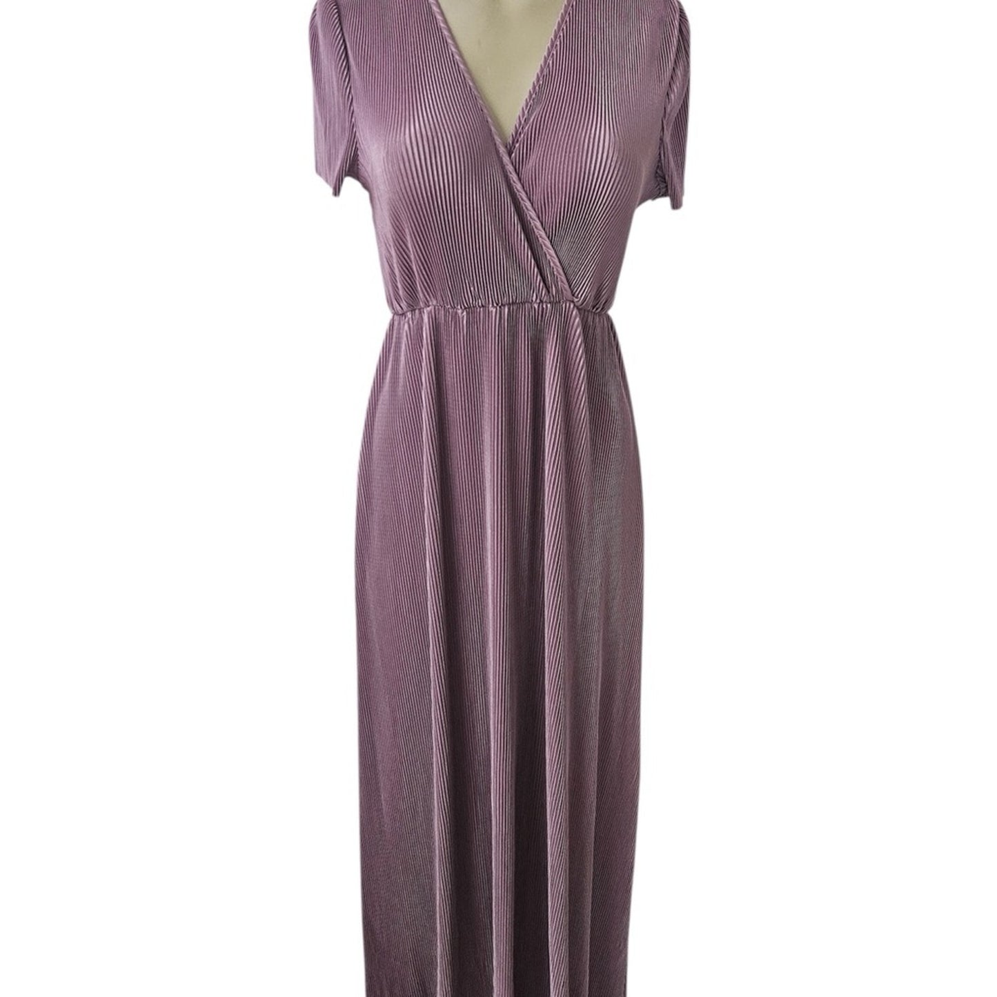 Chic Mauve V-Neck Maxi Dress