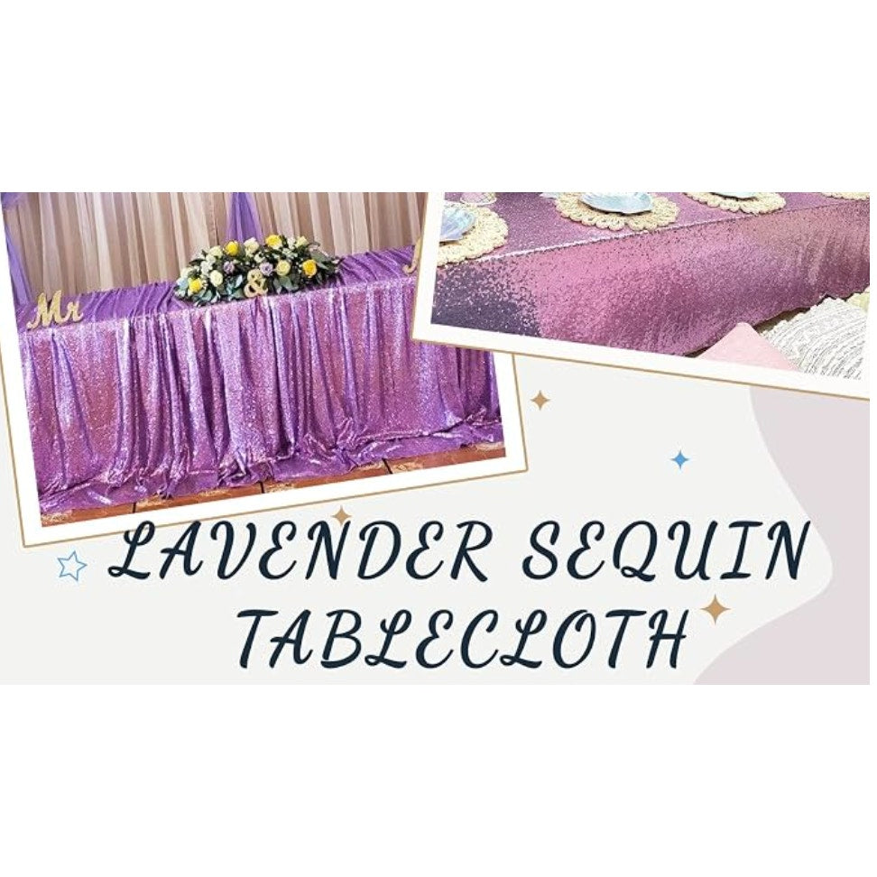 Fanqisi Lavender Sequin Tablecloth 50x102inches