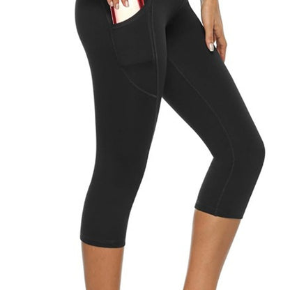 Women's Black Capri Leggings-Wajiafar