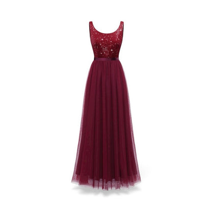Elegant Burgundy Evening Gown