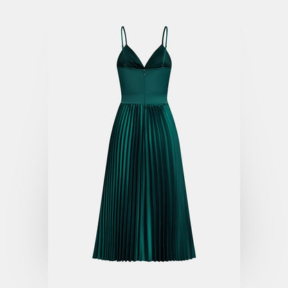 Cupshe Green Pleated Midi Dress