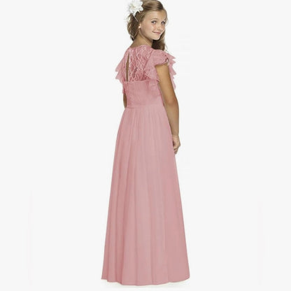 Elegant Pink Lace Dress for Girls