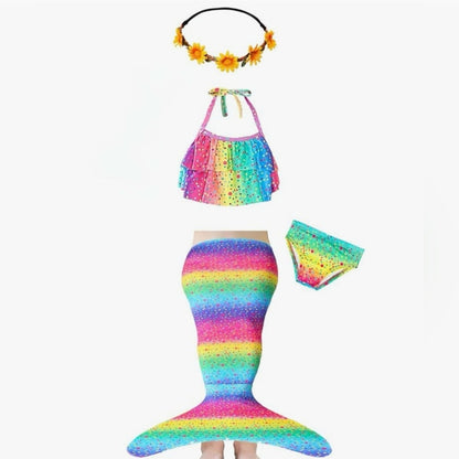 Colorful Polka Dot Mermaid Bikini Set