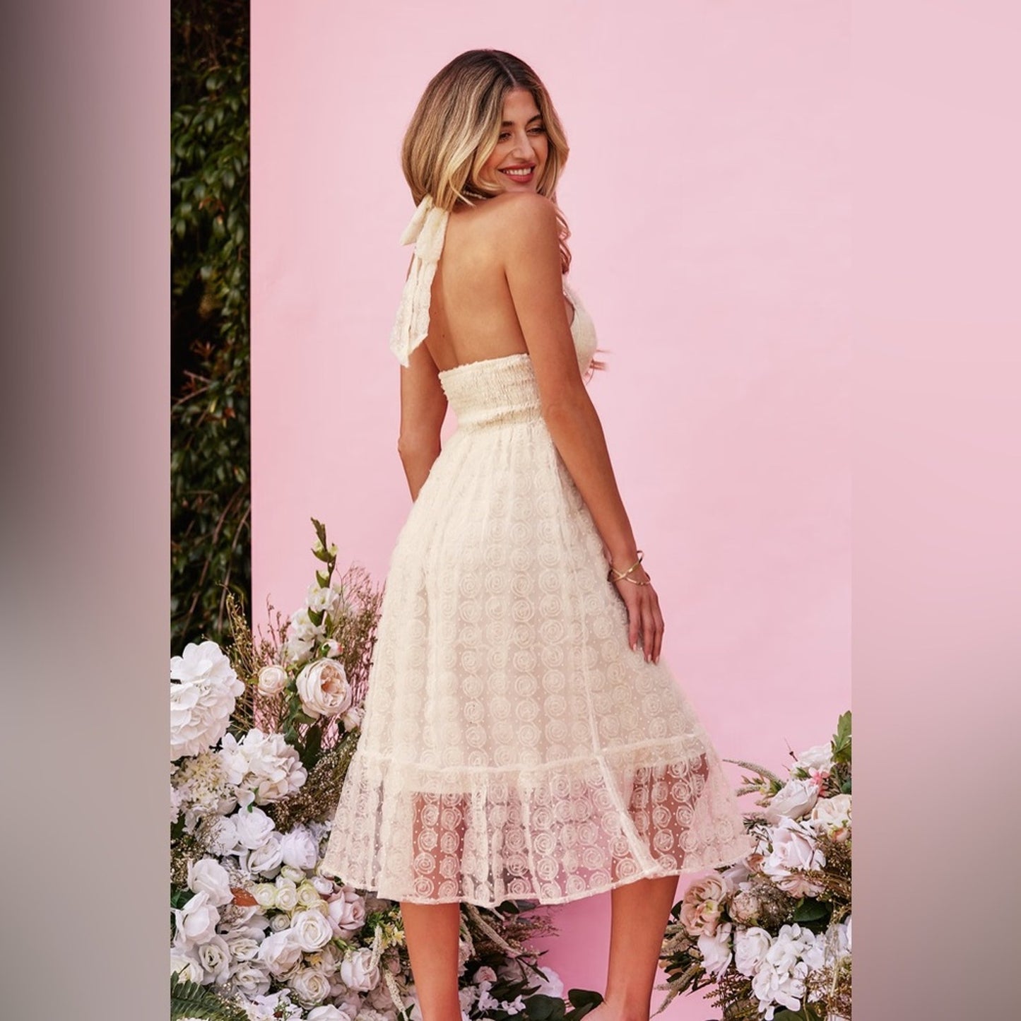 Cupshe Cream Lace Maxi Dress