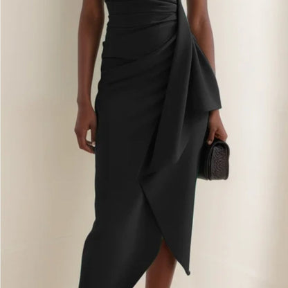 Elegant Black Draped Dress