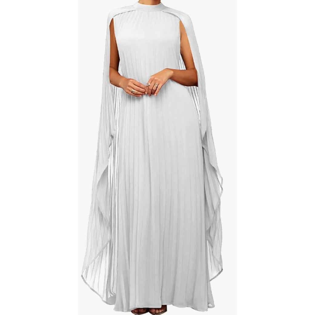 Women's Flowy Pleated Chiffon Maxi Dress