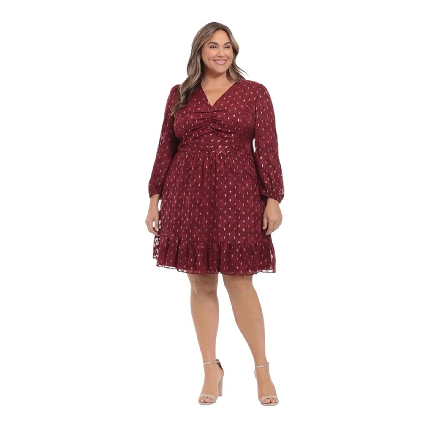 London Times Burgundy Midi Dress