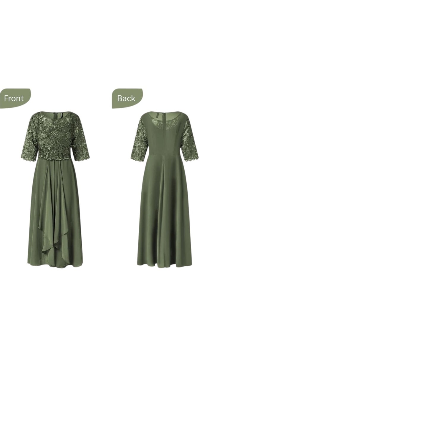 Sage Green Lace /Chiffon Dress with Half Sleeves