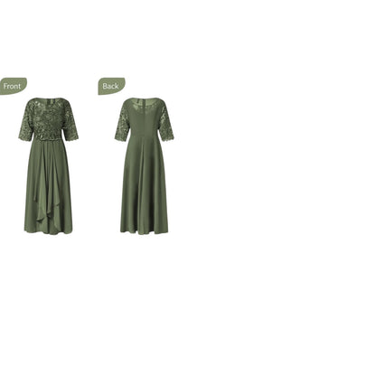 Sage Green Lace /Chiffon Dress with Half Sleeves