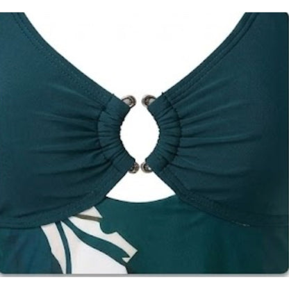 Women's Tropical Leaf Print Swim Dress Set