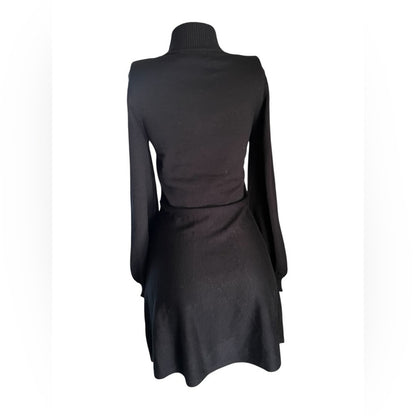 Black with Pearls Bishop Sleeve Cocktail Dress