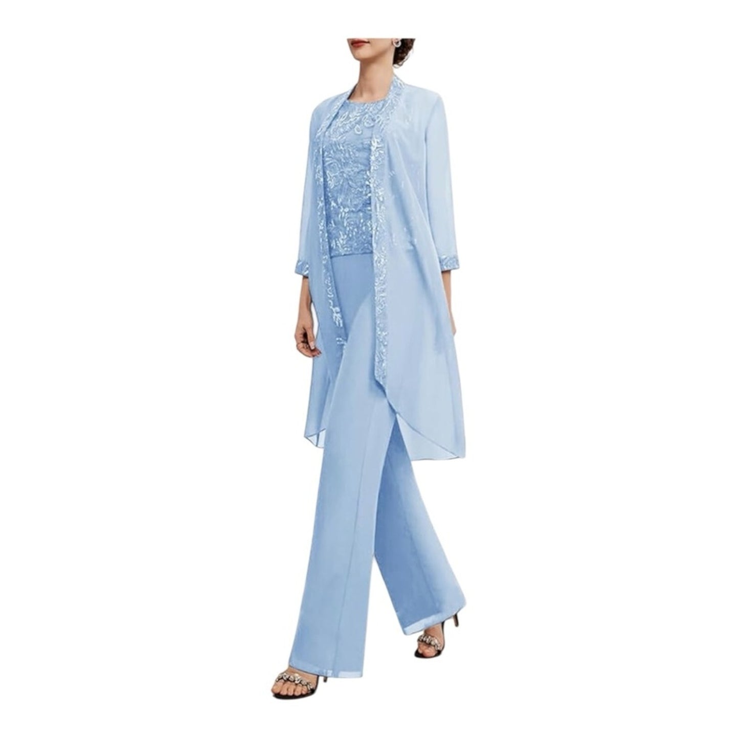 Elegant Light Blue Three-Piece Set