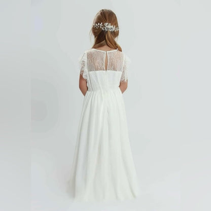 Charming White Dress with Ruffled Sleeves