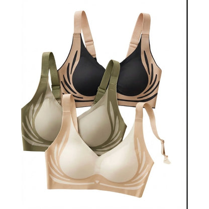 3-Piece Set Lingerie, Black/White/Green