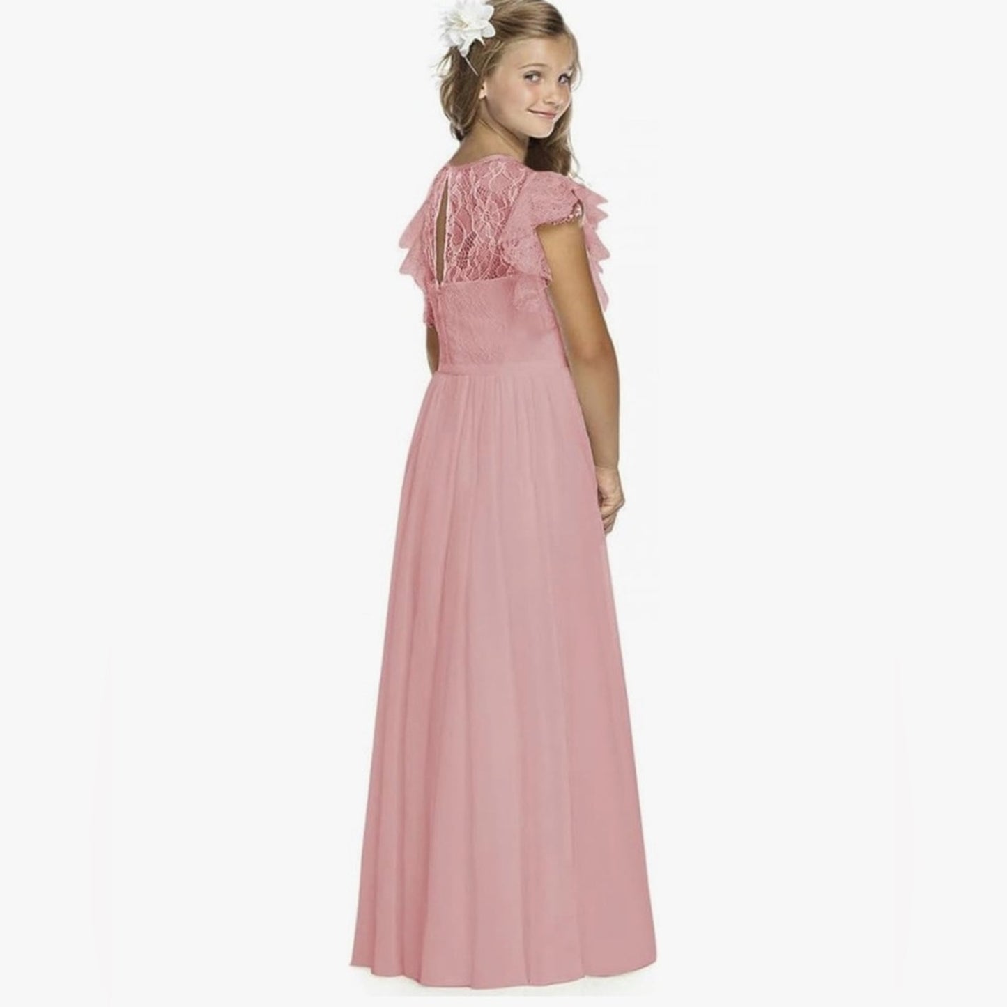 Elegant Pink Lace Dress for Girls