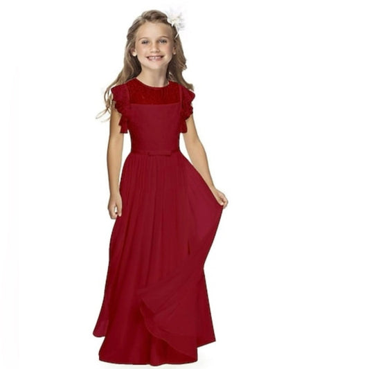 Elegant Red Girls' Dress