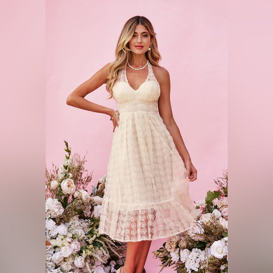 Cupshe Cream Lace Maxi Dress
