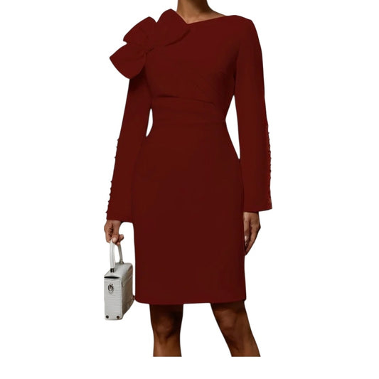 Wine Red Bow Dress