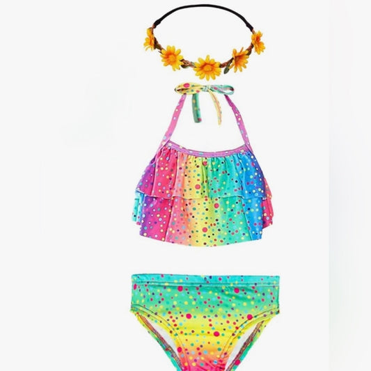 Colorful Polka Dot Mermaid Bikini Set