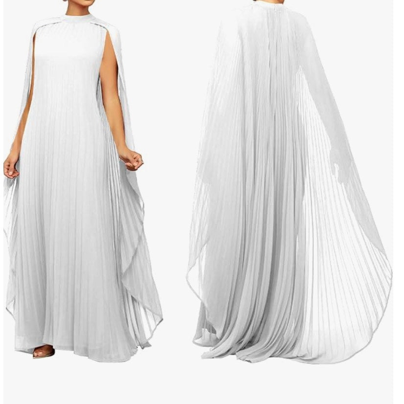Women's Flowy Pleated Chiffon Maxi Dress