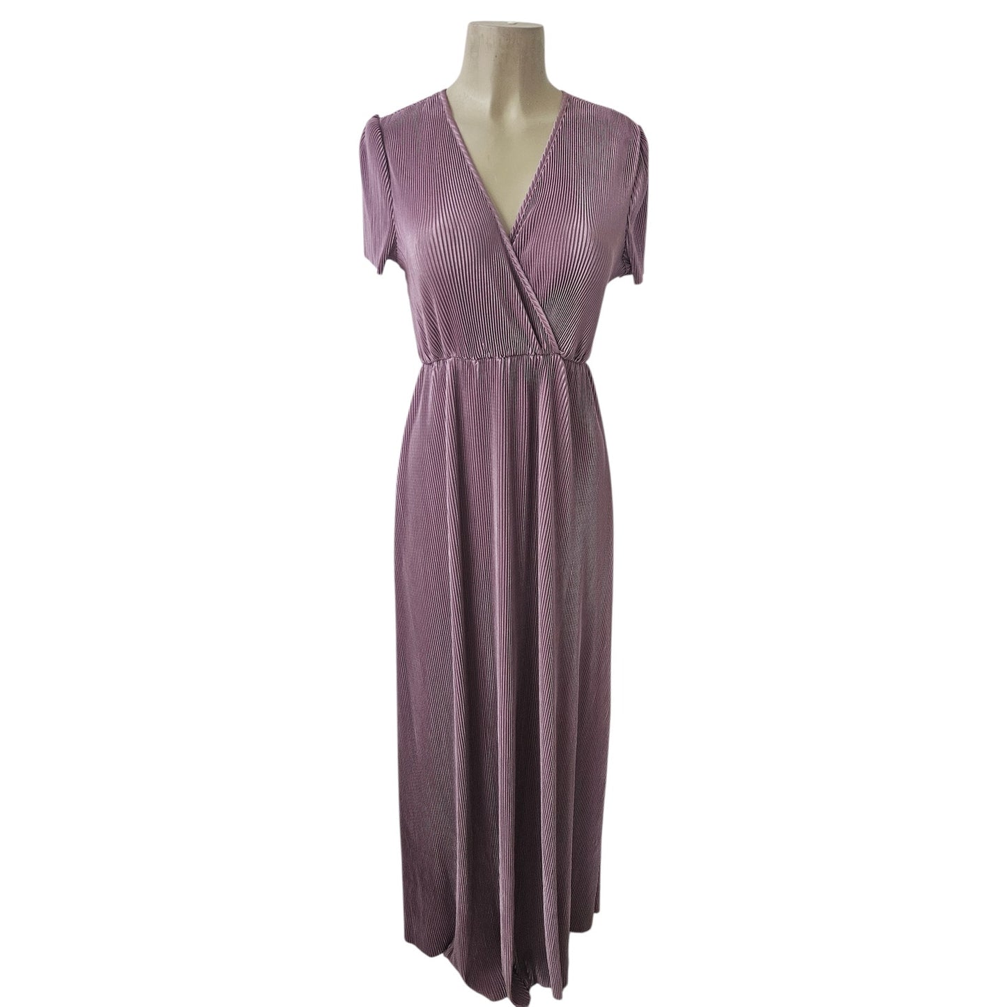 Chic Mauve V-Neck Maxi Dress