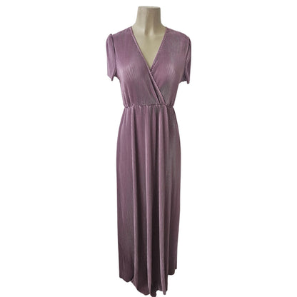 Chic Mauve V-Neck Maxi Dress