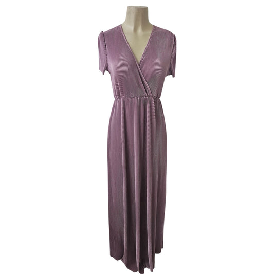 Chic Mauve V-Neck Maxi Dress