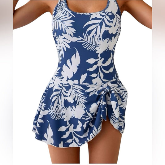 Blue and White Swim Dress