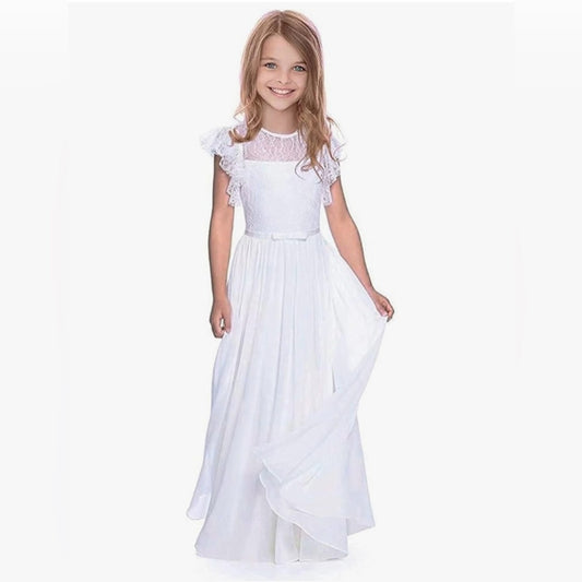 Charming White Dress with Ruffled Sleeves