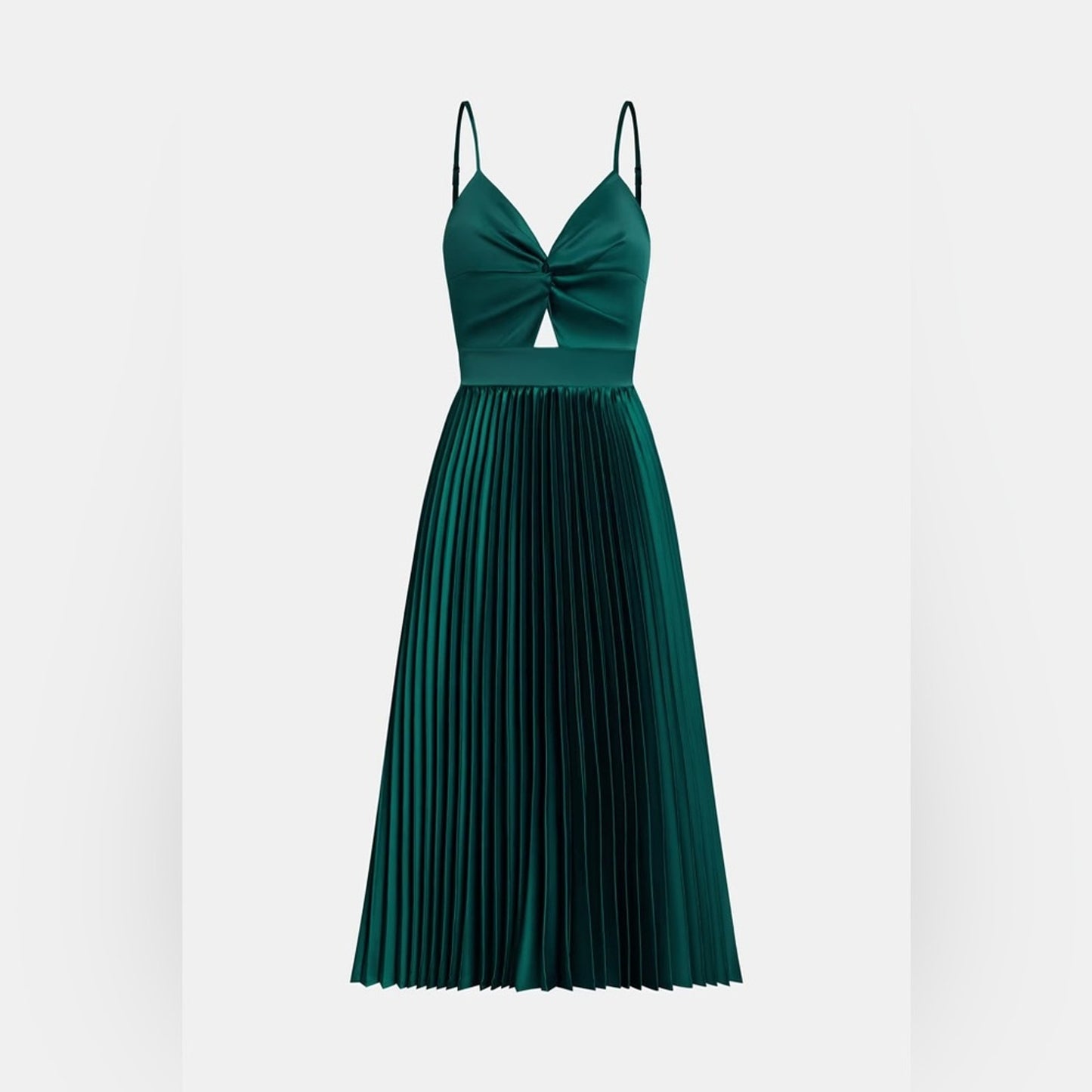 Cupshe Green Pleated Midi Dress