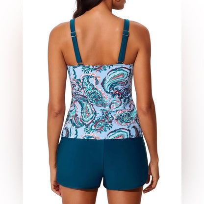 Teal and Paisley Tankini Set