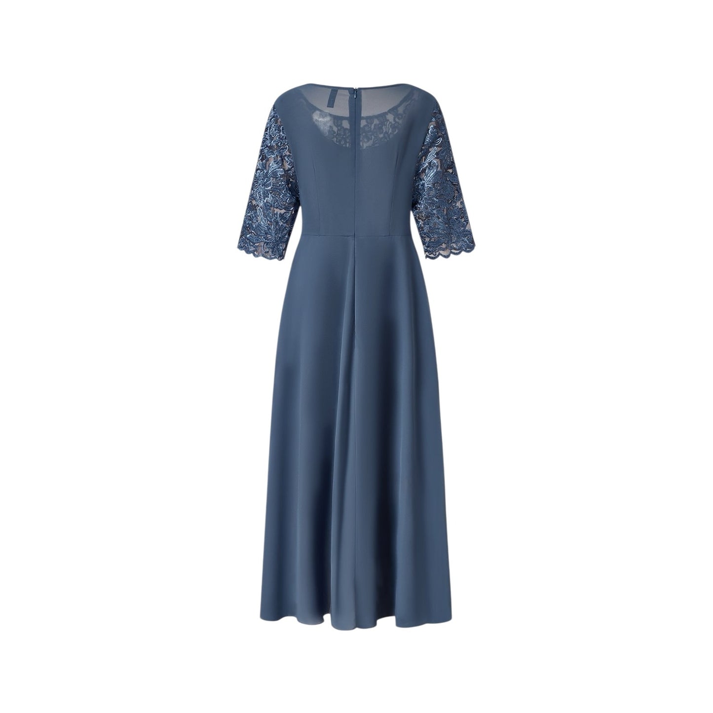 Dusty Blue Lace /Chiffon Dress with Half Sleeves