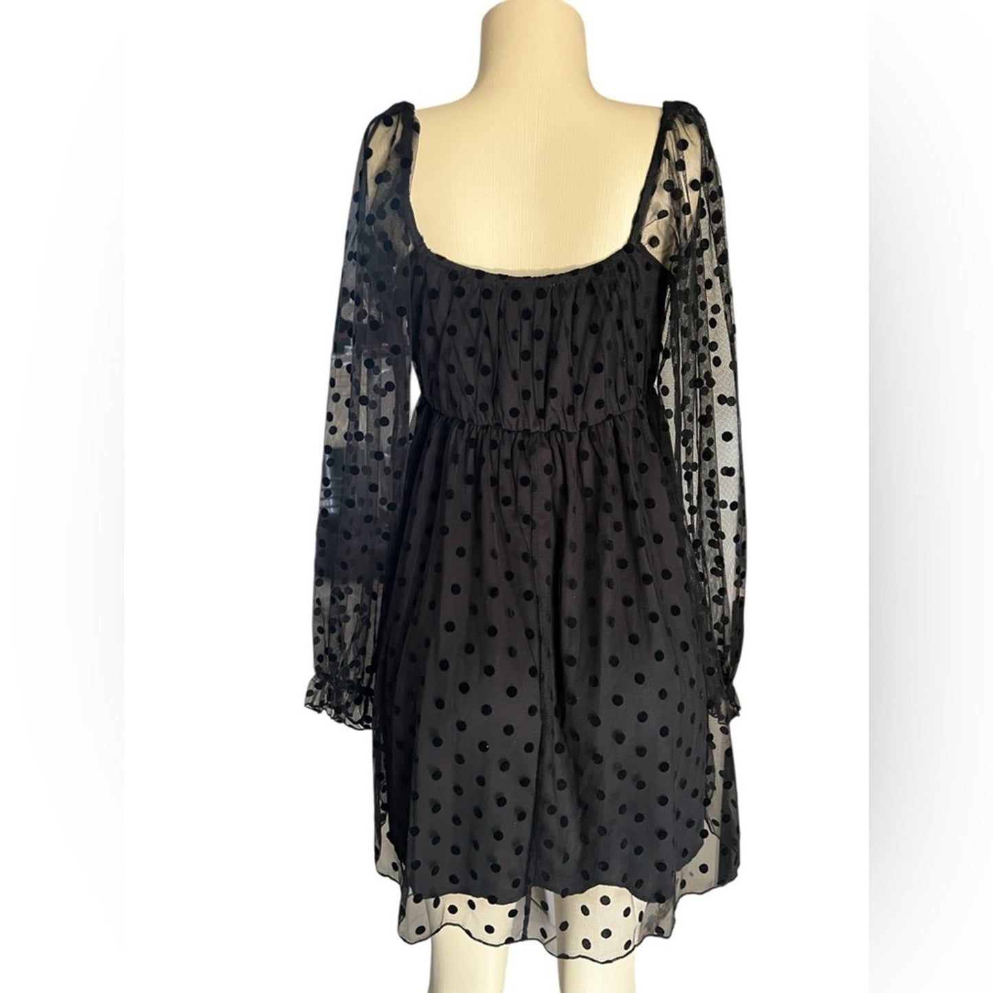 Black Long Sleeve Square Neck Sundress