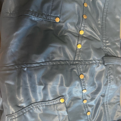 Stylish Blue Faux Leather Pants with Stud Details
